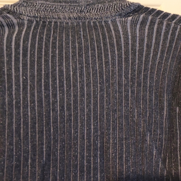 Alfani Mens Blue Medium Retro Full Zip Stripes Textured Knit Sweater Jacket - Picture 8 of 10